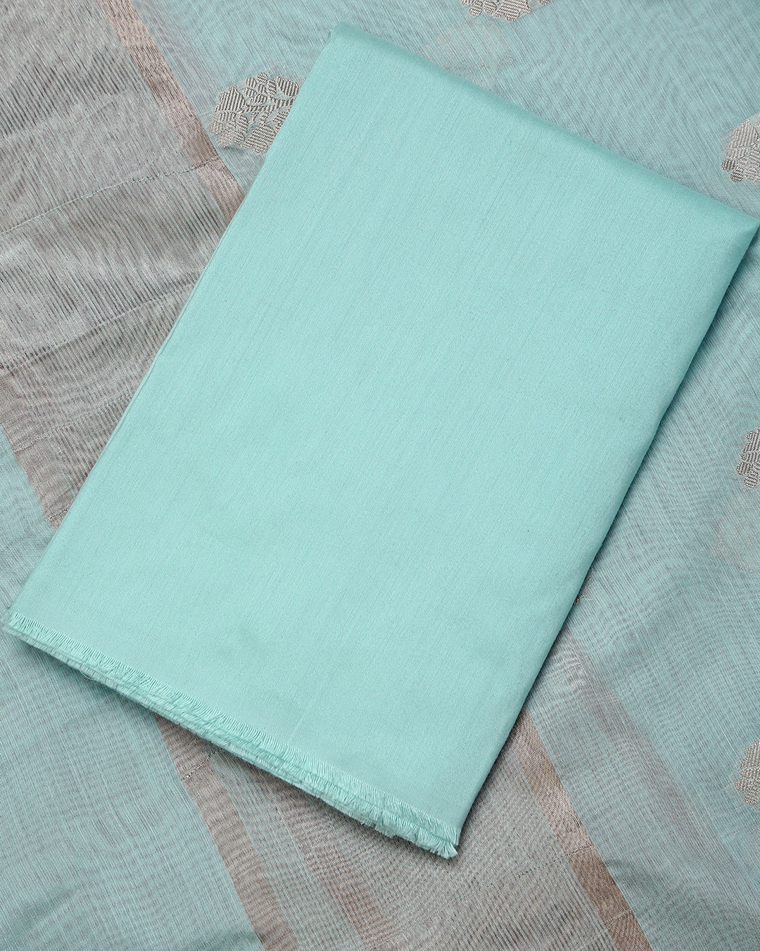 Aqua Banarasi Silk Buti Unstitched Dress Material Suit