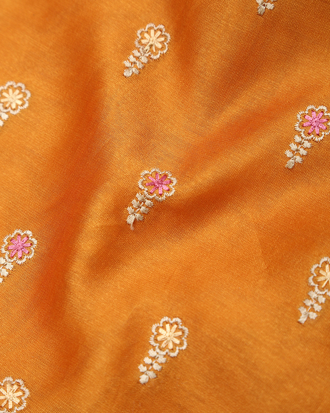 Golden Marigold Embroidered Chanderi Silk Unstitched Dress Material Suit