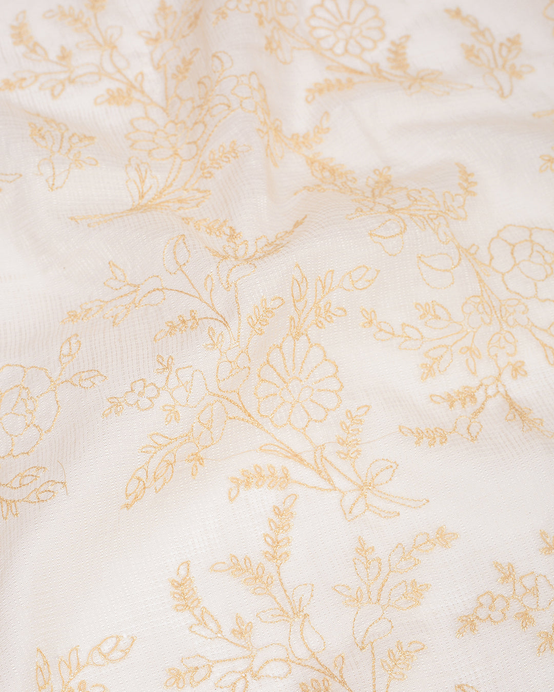 Cream Embroidered Kota Doria Unstitched Dress Material Suit