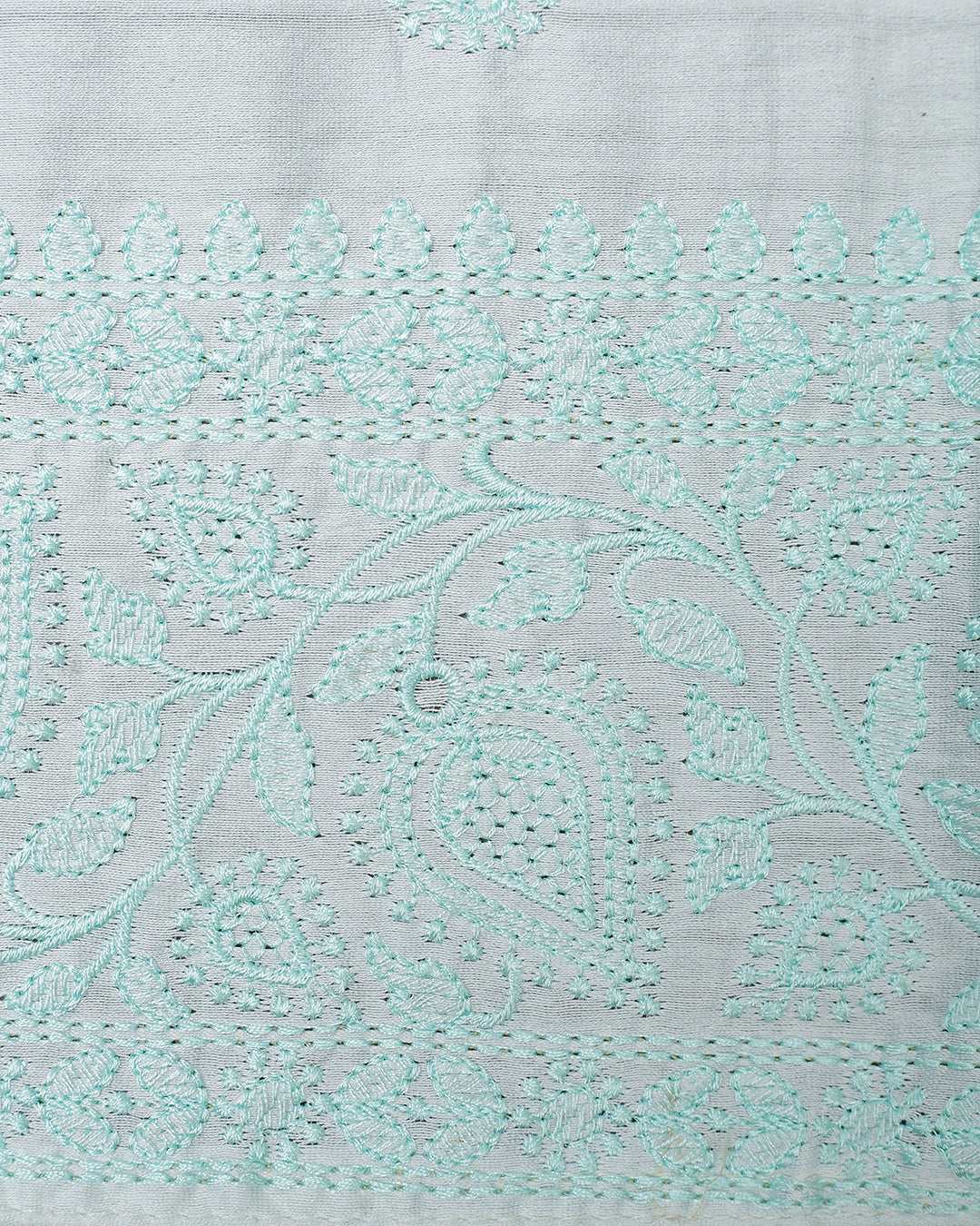 Aqua Mist Chanderi Cotton Unstitched Suit with Organza Dupatta