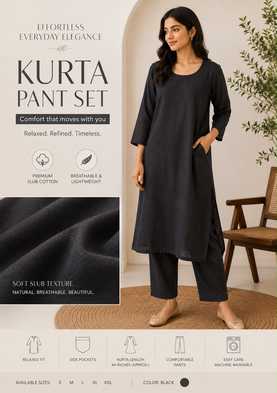 Plain kurta pant set