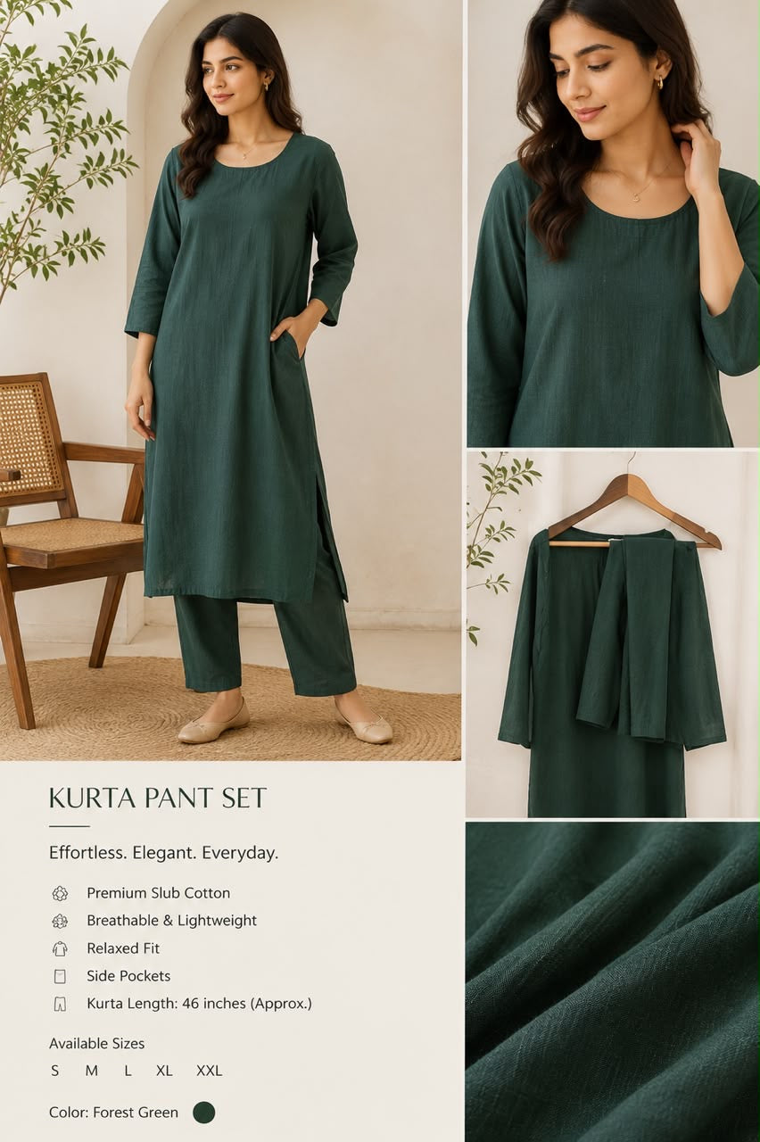 Plain kurta pant set