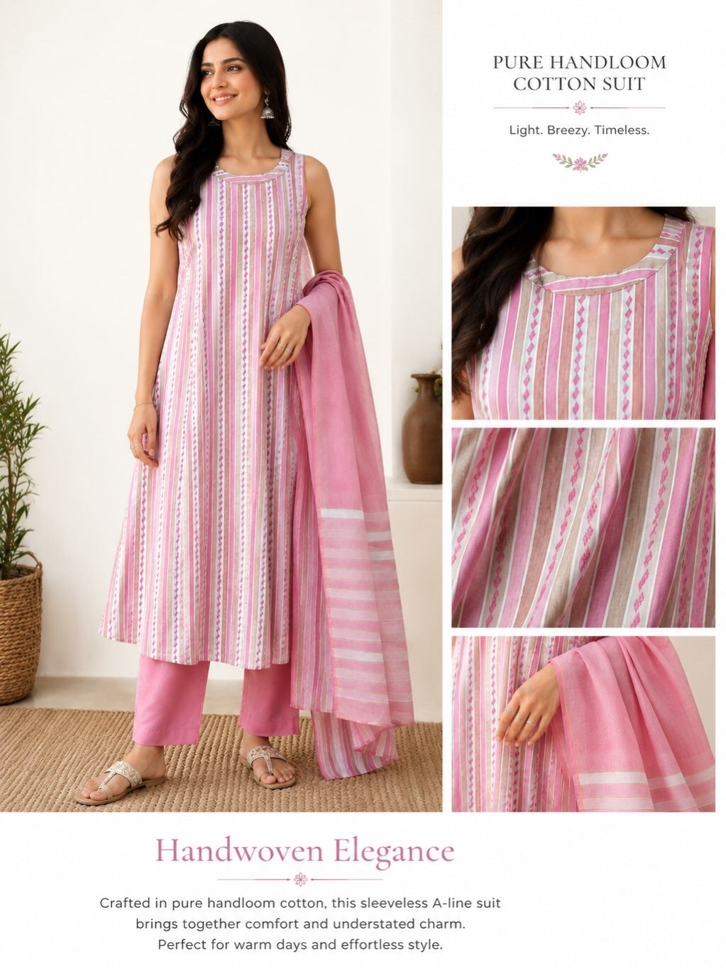 A-line handloom cotton suit