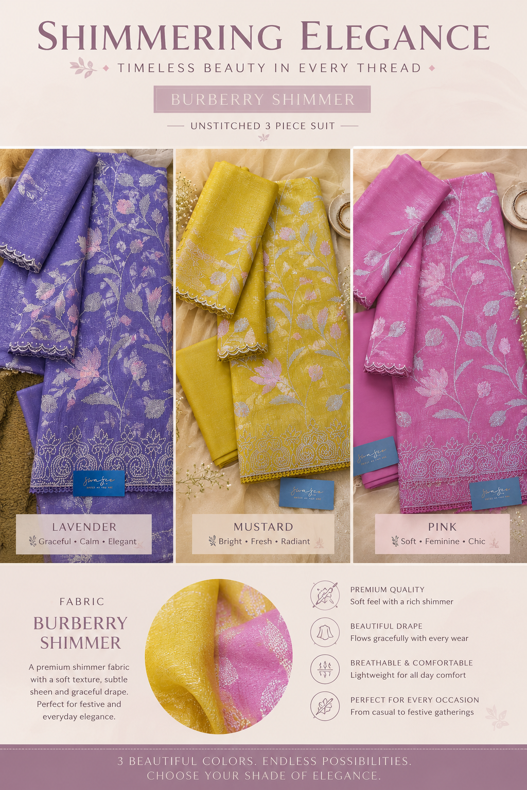 Burberry shimmer suit sets