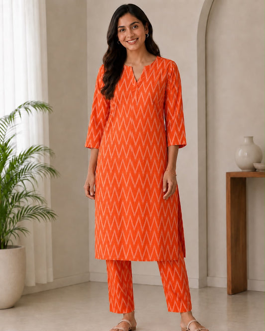 Handloom Ikkat kurta pant set