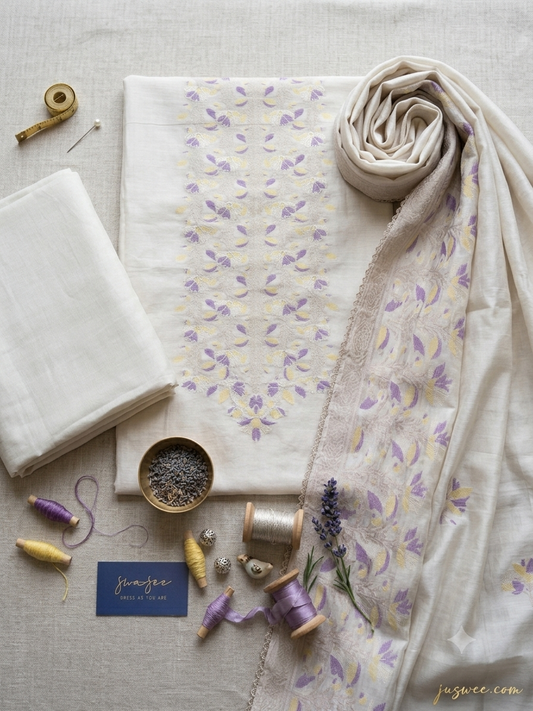 Unstitched dola silk suit set