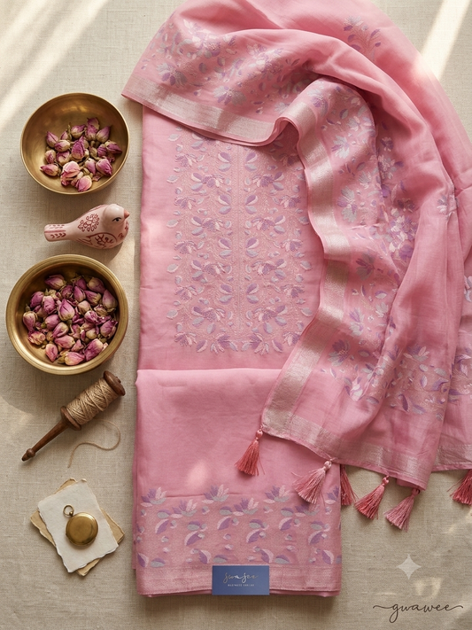 Unstitched Dola silk suit set