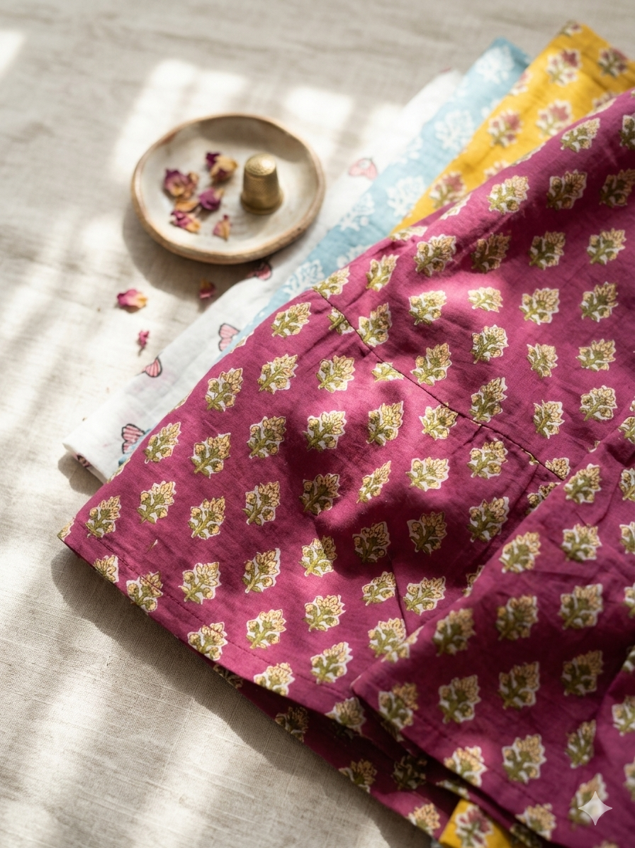 Handblock printed dress - wine