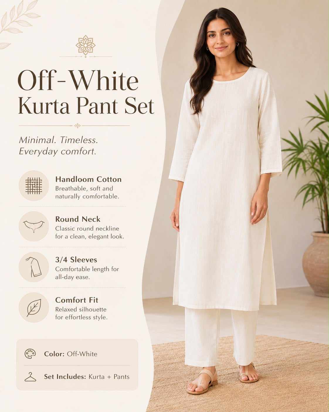 Plain kurta pant set