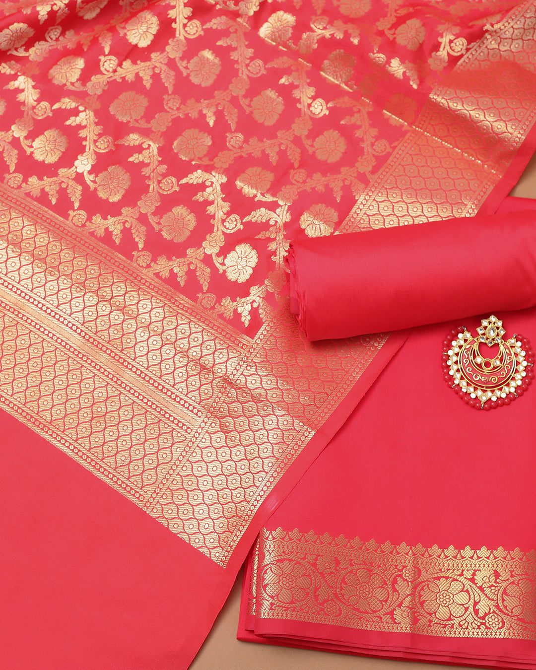 Royal Rani Banarasi Silk Unstitched Dress Material Suit