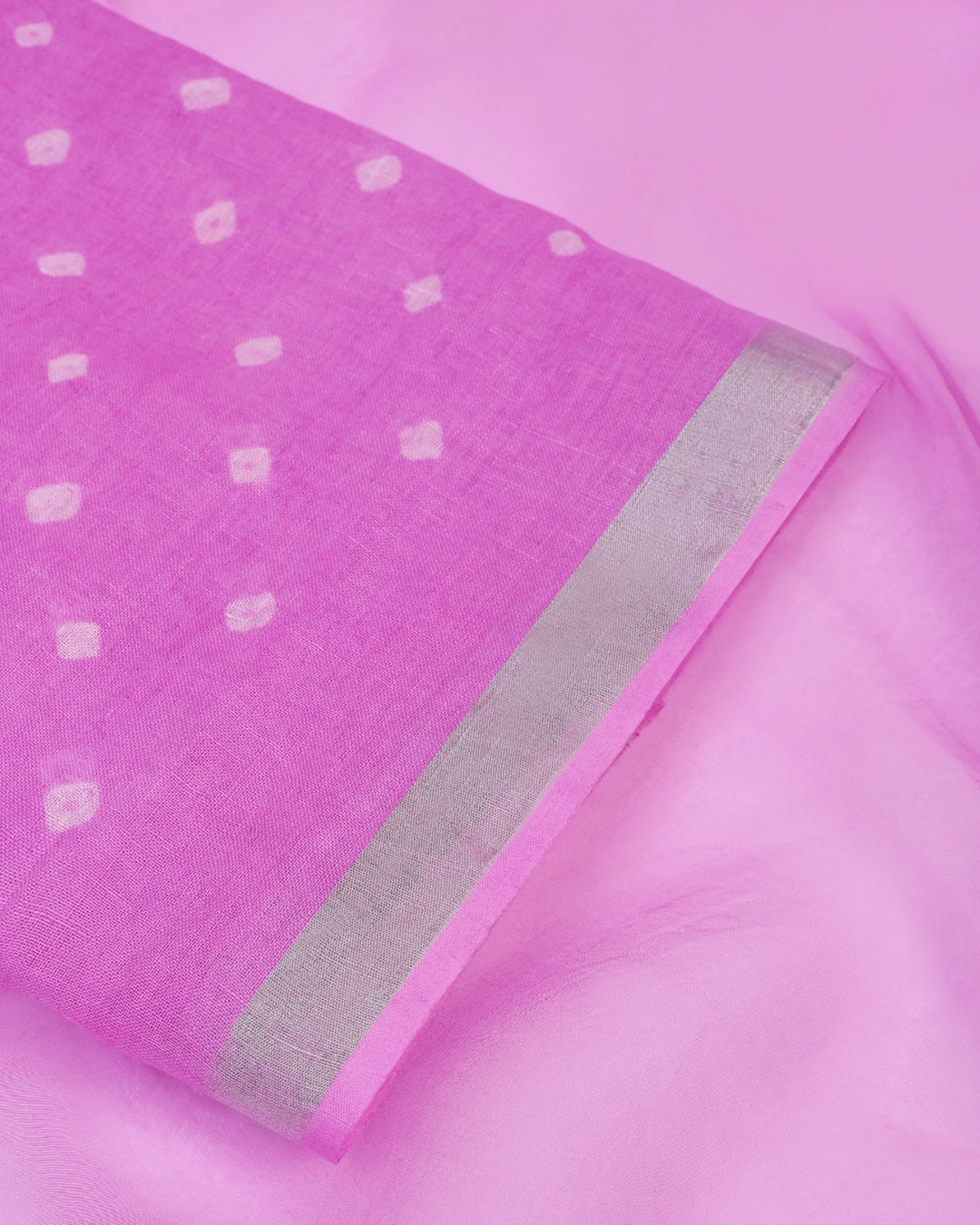 Orchid Pink Linen Unstitched Suit with Applique Organza Dupatta