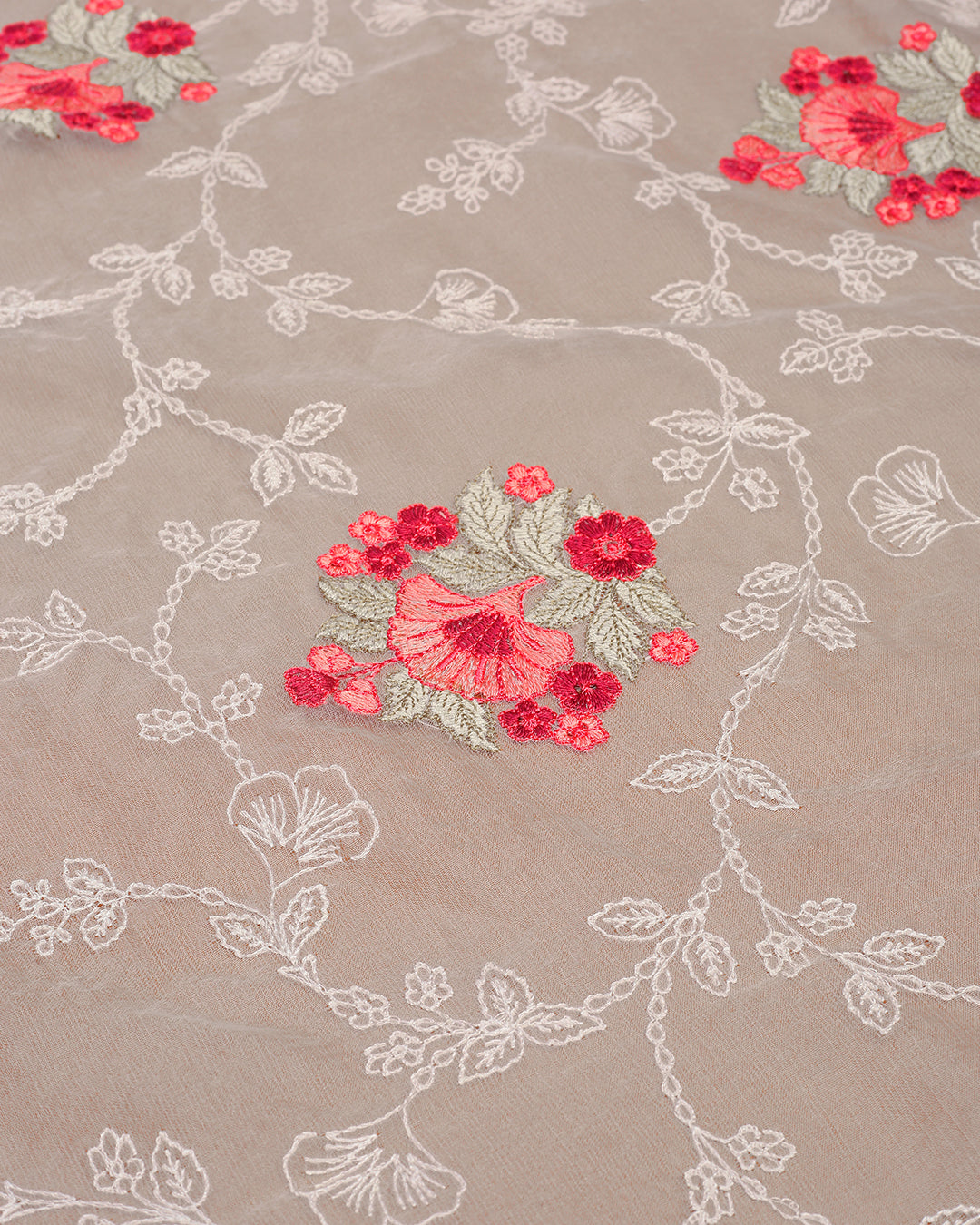 Ivory & Gold Chanderi Silk Unstitched Suit with Embroidered Organza Dupatta