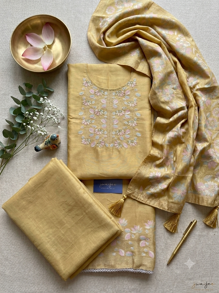 Unstitched dola silk suit set