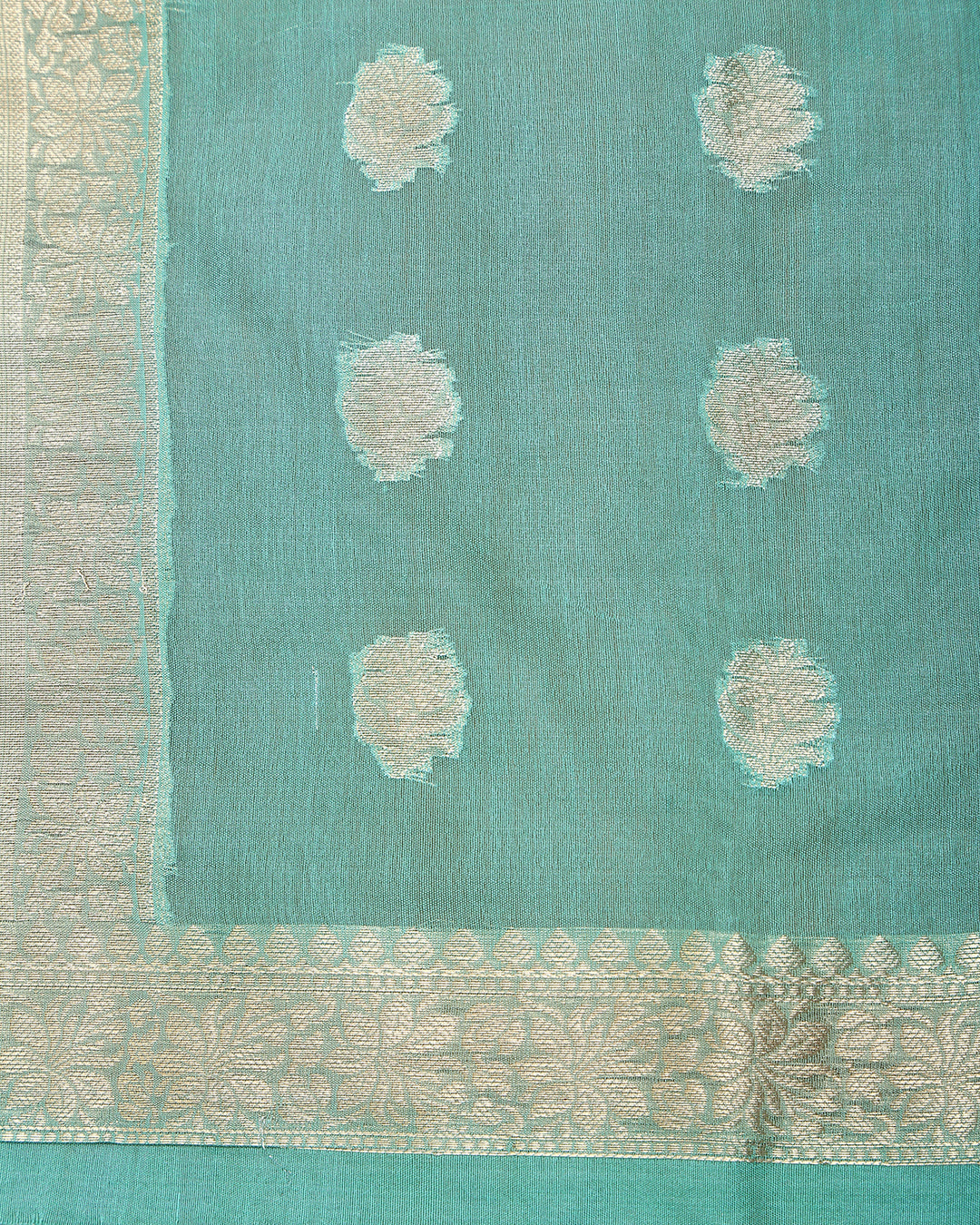 Seafoam Serenity Chanderi Silk Unstitched Dress Material Suit