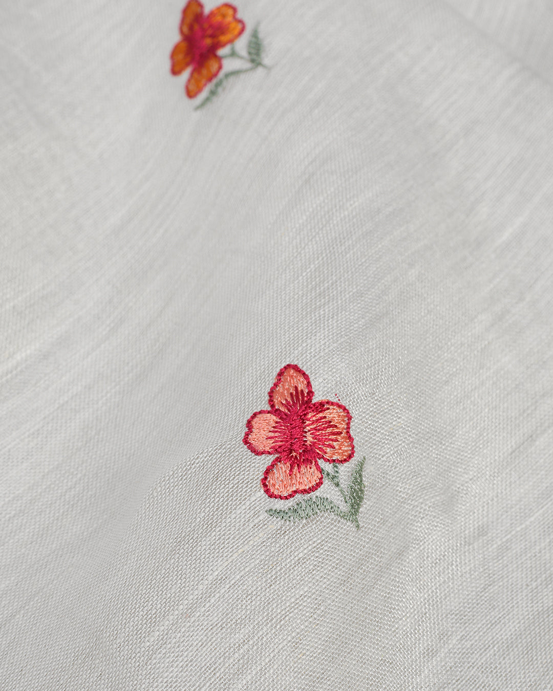 Ivory Floral Embroidered Linen Unstitched Dress Material Suit