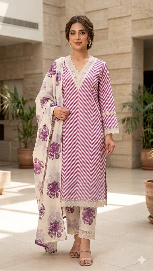 Floral leheriya suit set
