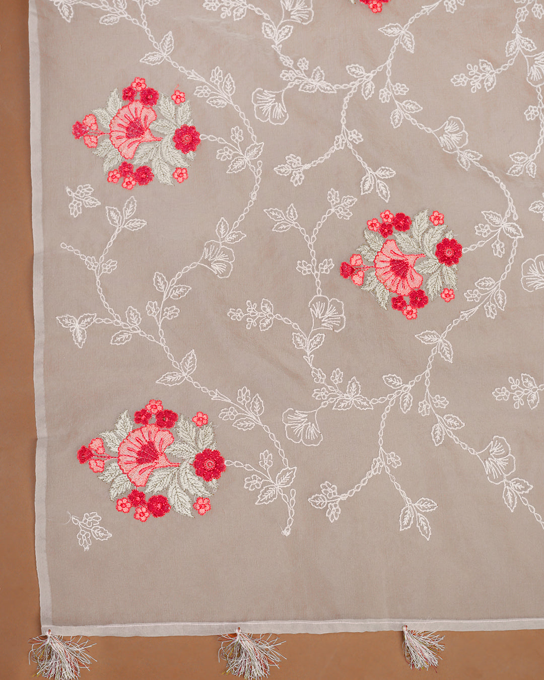 Ivory & Gold Chanderi Silk Unstitched Suit with Embroidered Organza Dupatta