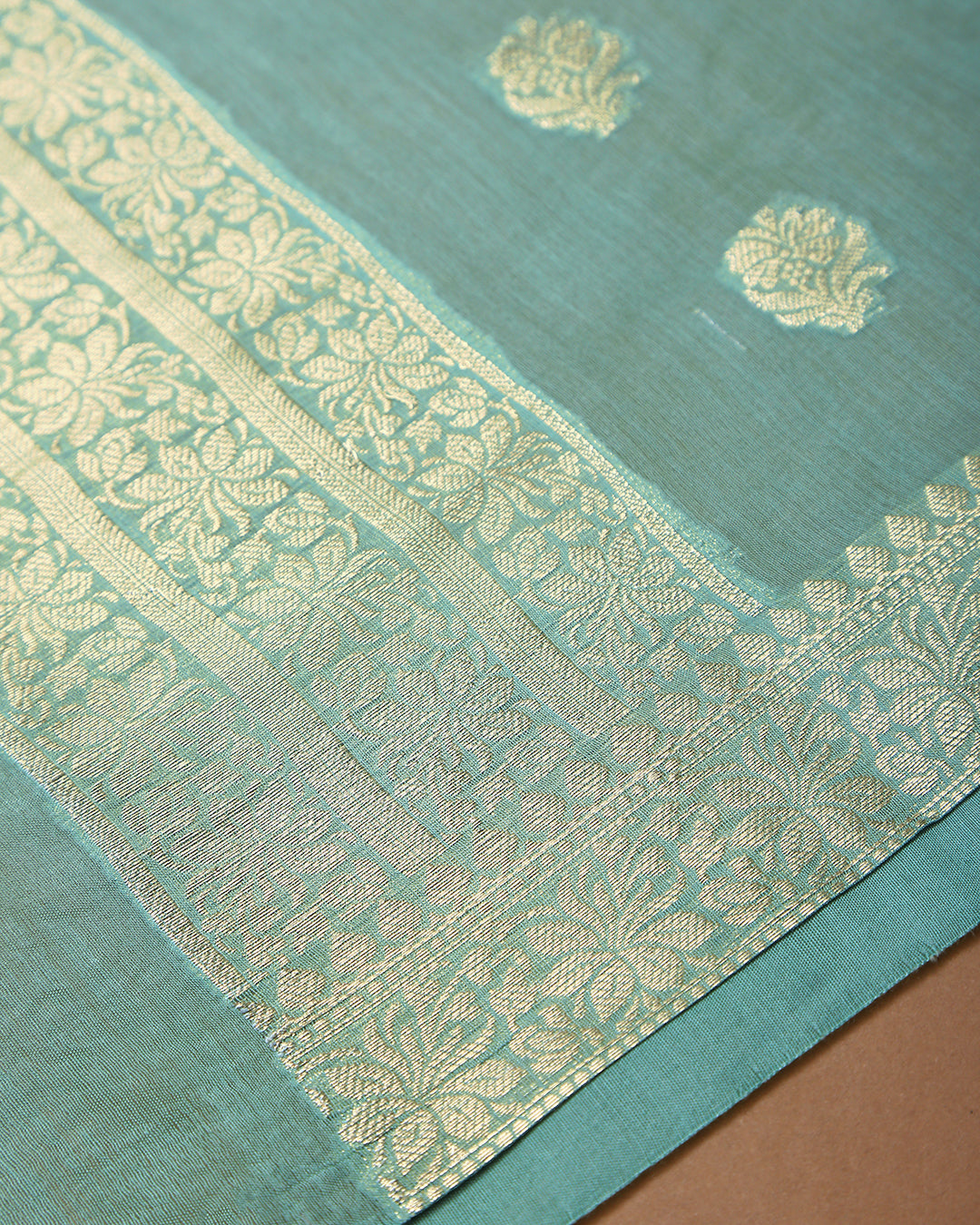 Seafoam Serenity Chanderi Silk Unstitched Dress Material Suit