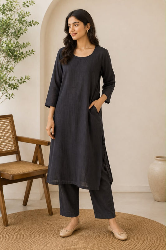 Plain kurta pant set