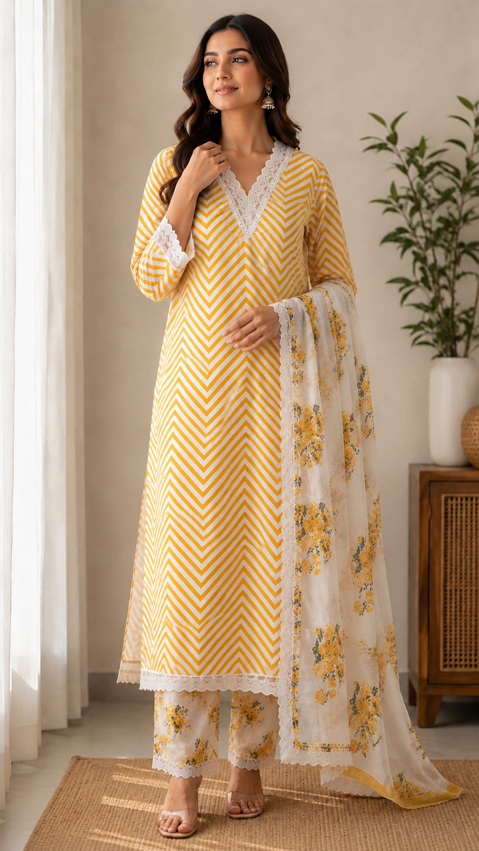 Floral Leheriya suit set