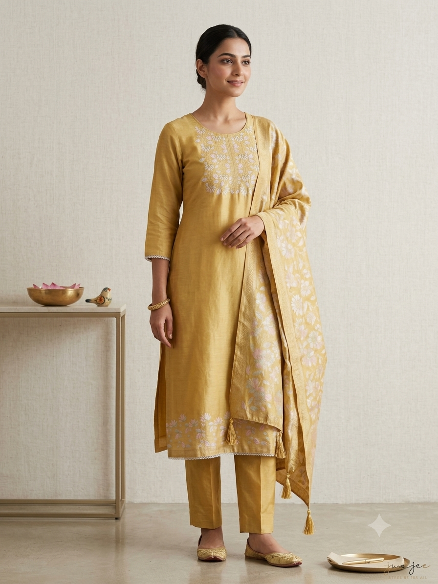 Unstitched dola silk suit set