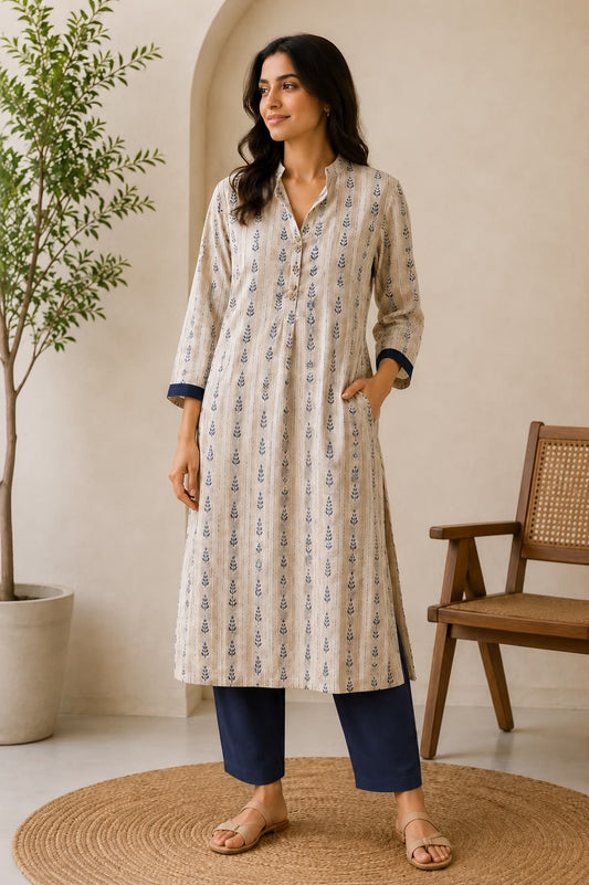 Mandarin collar kurta pant set