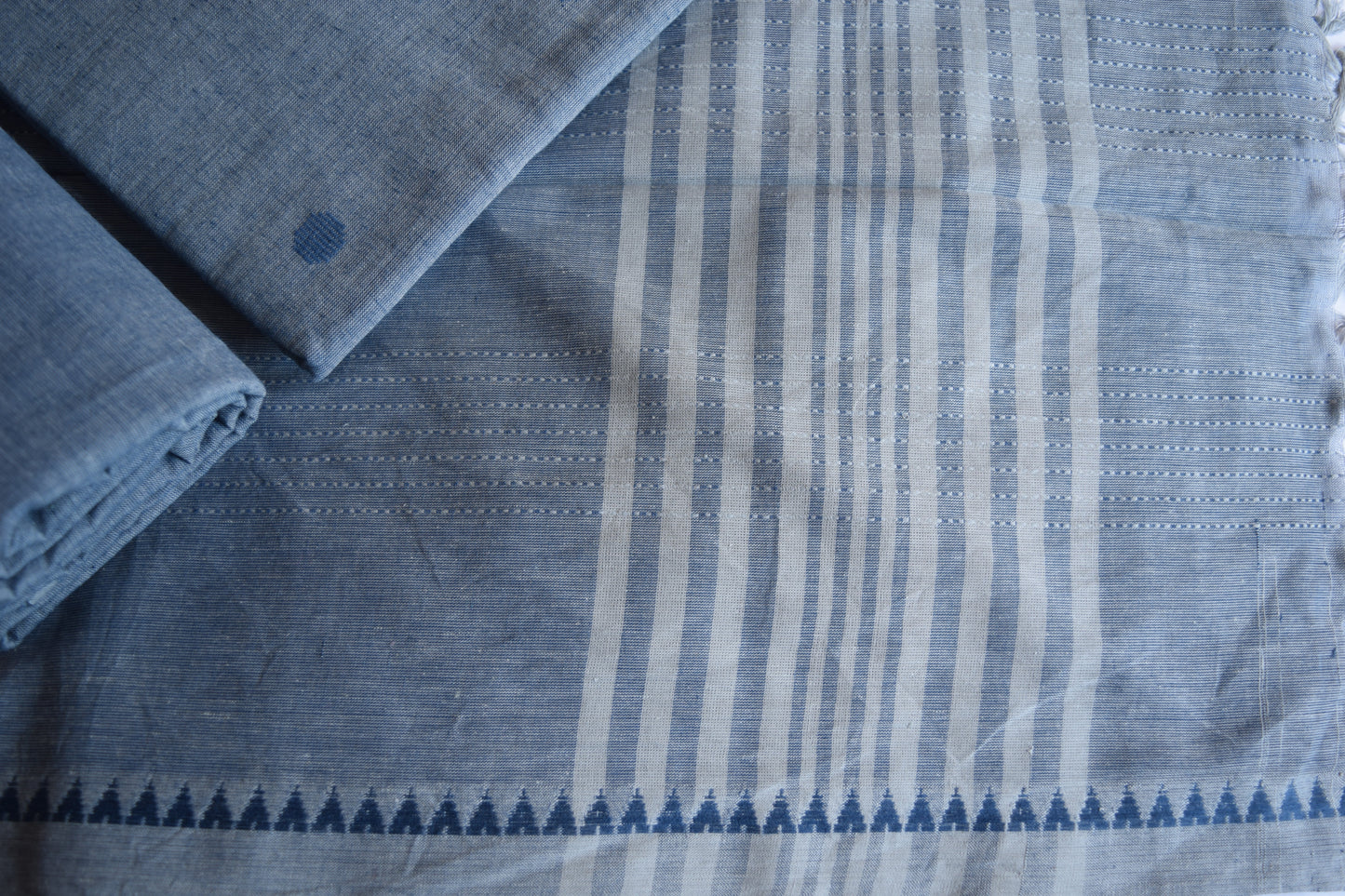 Blue-Gray Neelambari Handloom Cotton Unstitched Dress Material Suit