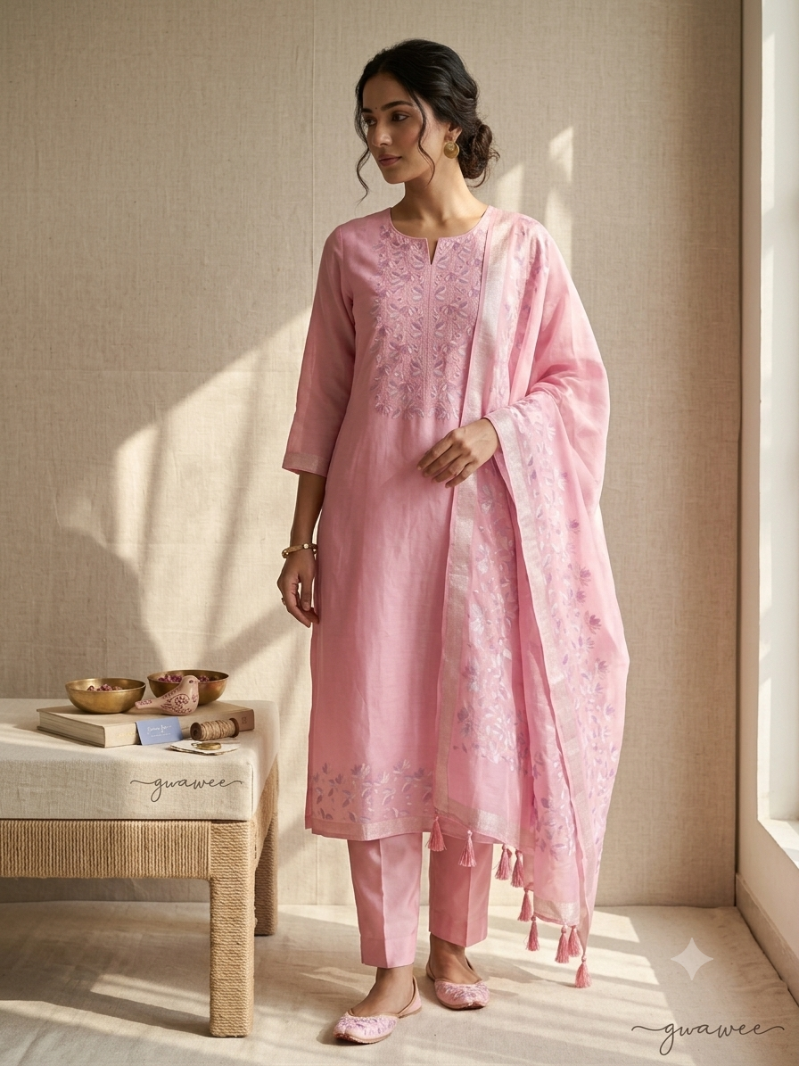 Unstitched Dola silk suit set