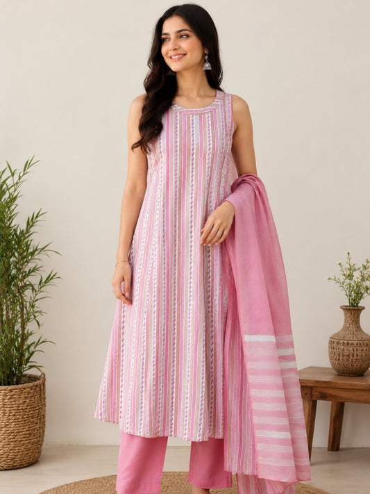 A-line handloom cotton suit