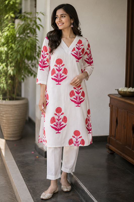 Mughal print kurta pant set