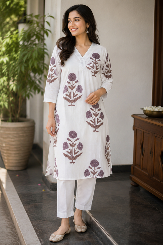 Mughal print kurta pant set