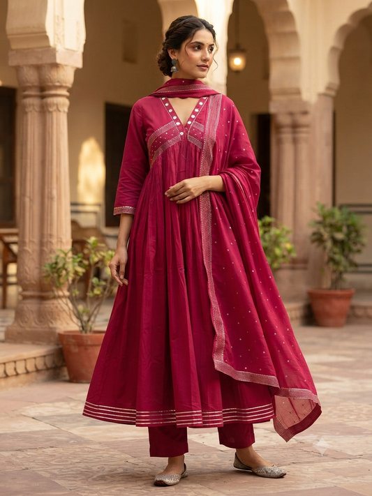 Rani mul cotton festive suit set
