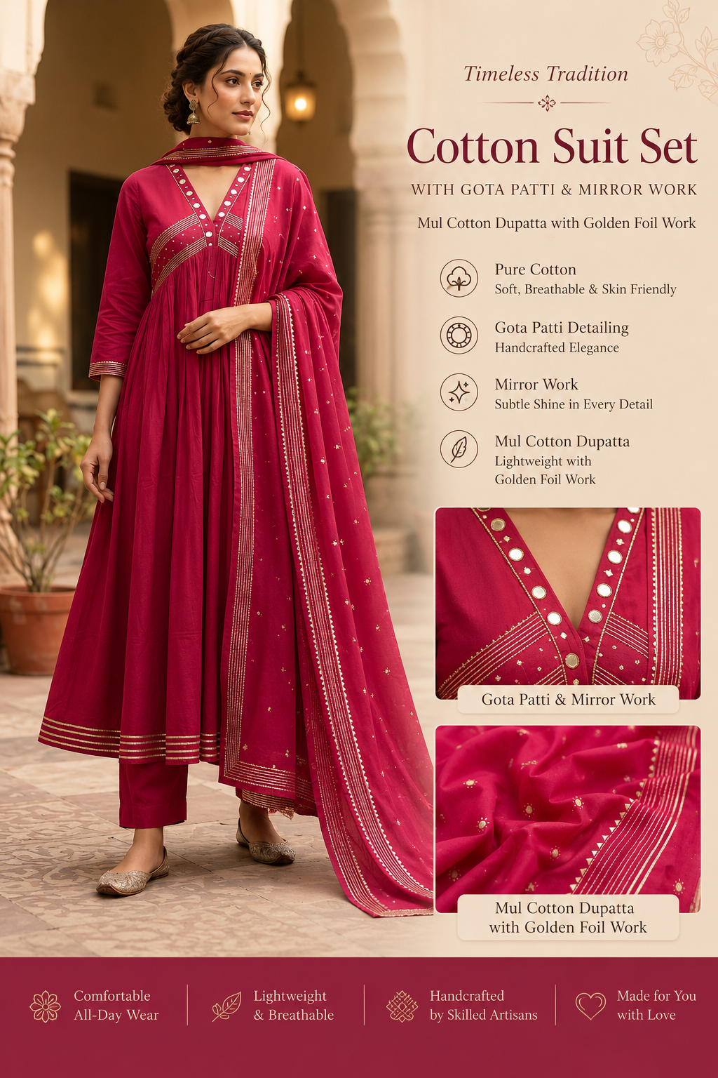Rani mul cotton festive suit set